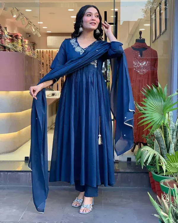 Beautiful_Heavy_Embroidery_On_Kurtas_And_Sleeves_And_Sequence_Work_On_Fron_More