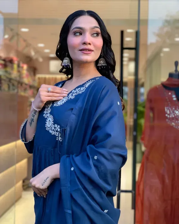 Beautiful_Heavy_Embroidery_On_Kurtas_And_Sleeves_And_Sequence_Work_On_Fron_More