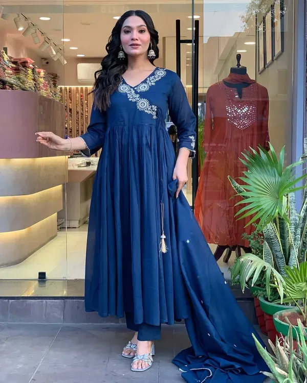 Beautiful_Heavy_Embroidery_On_Kurtas_And_Sleeves_And_Sequence_Work_On_Fron_More