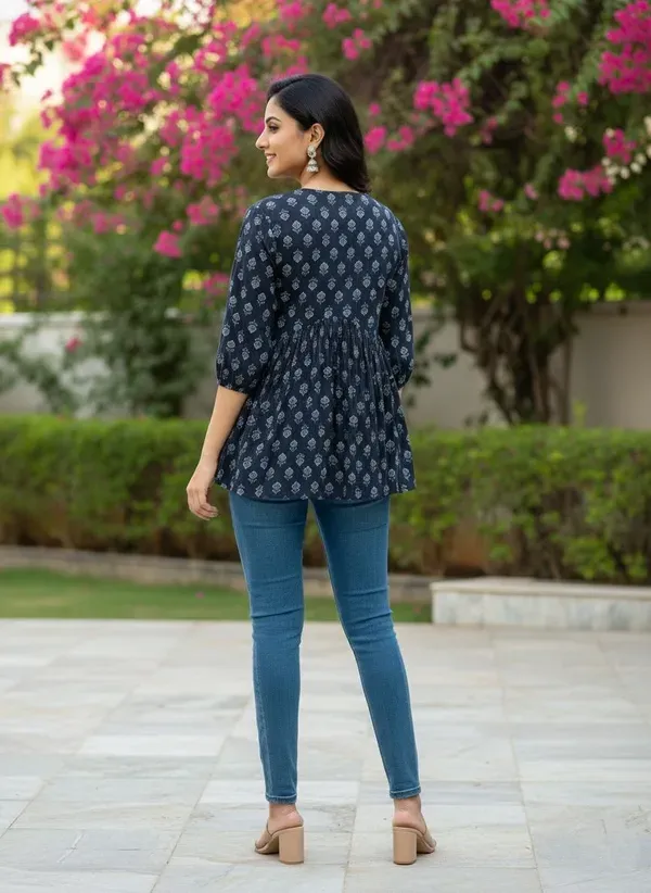 Women_Trendy_Flower_Printed_Cotton_Black_Top_Wear_With_Jeans
