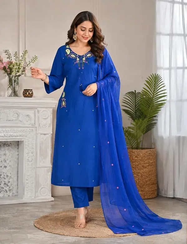 Women_Trendy_Straight_Mirror_And_Floral_Embriodered_Worked_Blue_Cotton_Kurt_More