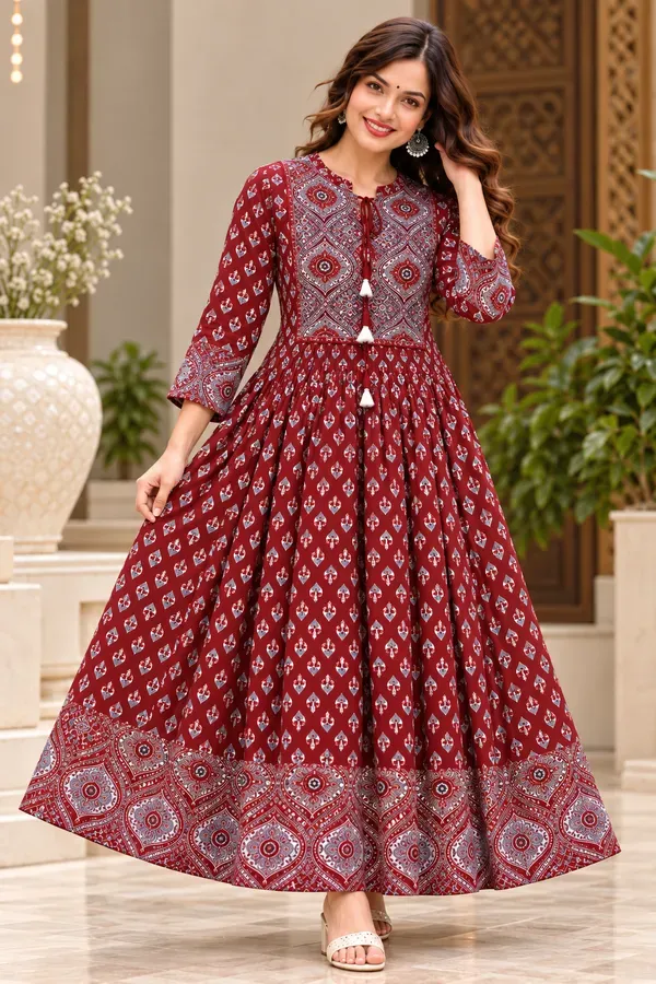 Women_Premium_Traditional_Printed_Rayon_Maroon_Anarkali_Kurti_Gown