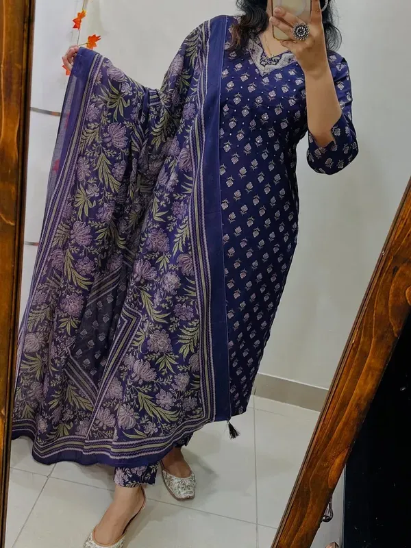 Women_Straight_V_Neck_Floral_Printed_Cotton_Blue_Kurta_With_Pant_And_Dupatt_More