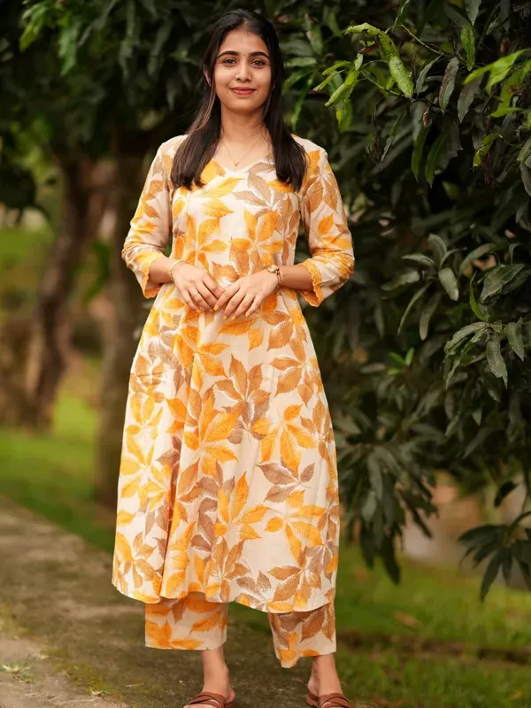 Women_Casual_Trendy_Crosia_Lace_Worked_And_Leaf_Printed_Cotton_Lightyellow_More