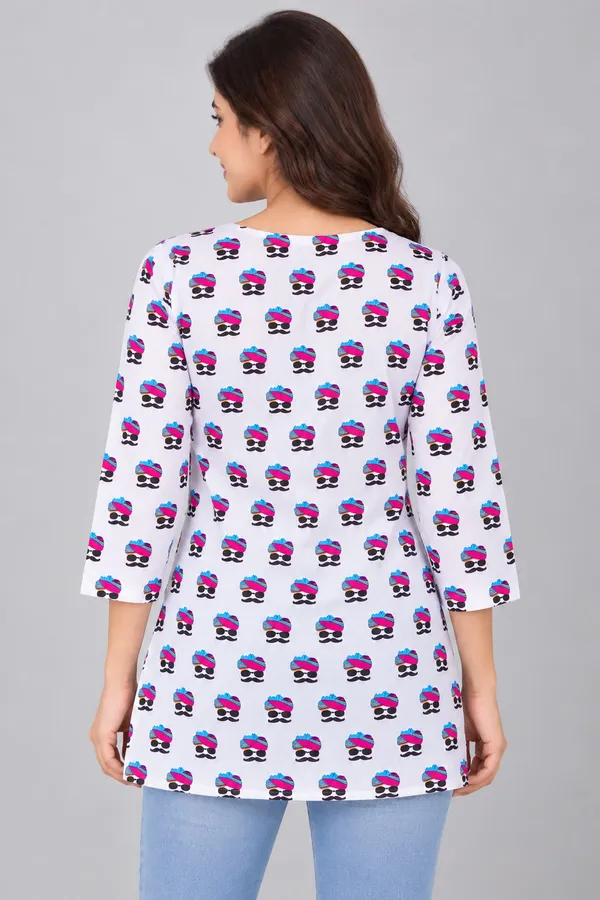White_Cotton_Novelty_Print_Kurti_For_Women