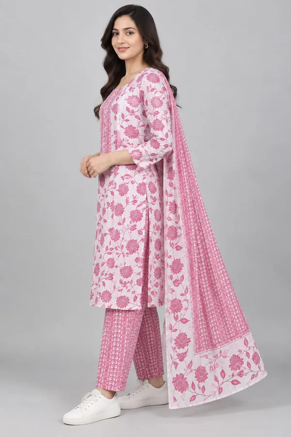 Pink_Cotton_Rose_Floral_Embroidered_Suit_Set_For_Women