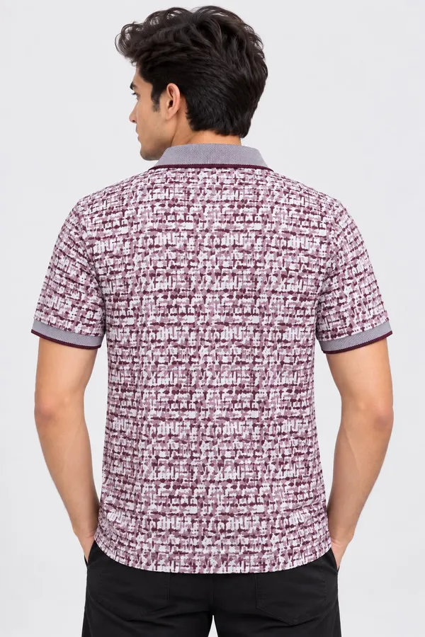 White_Cotton_Ombre_Print_Polo_T-Shirt_For_Men