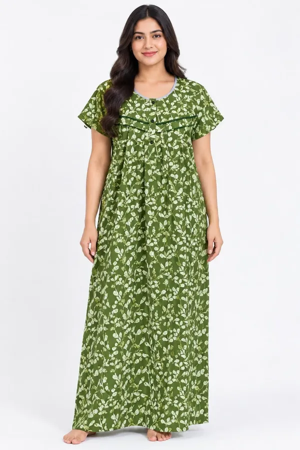Green_Cotton_Night_Wear_For_Women