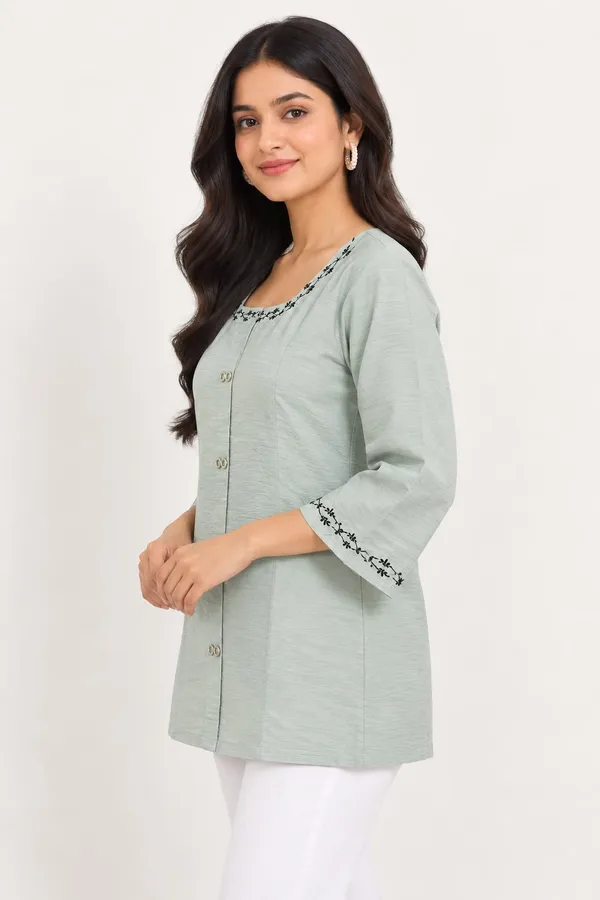 Mint_Green_Cotton_Kurti_For_Women
