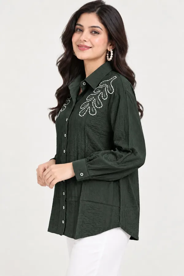 Dark_Green_Cotton_Shirt_For_Women
