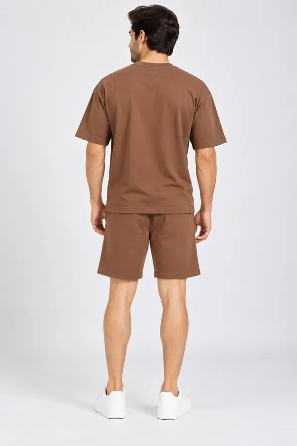 Brown_Cotton_Graphic_T-Shirt_Shorts_Co-Ord_Set_For_Men