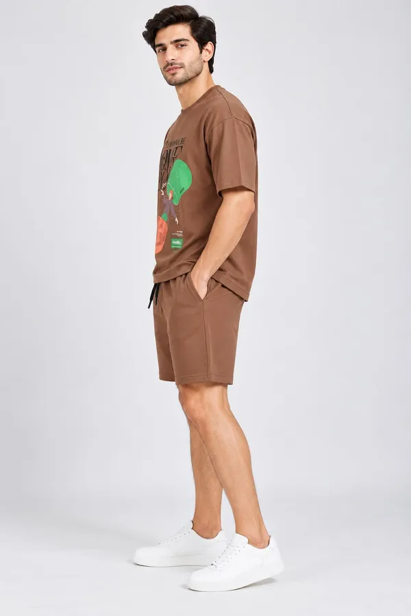 Brown_Cotton_Graphic_T-Shirt_Shorts_Co-Ord_Set_For_Men
