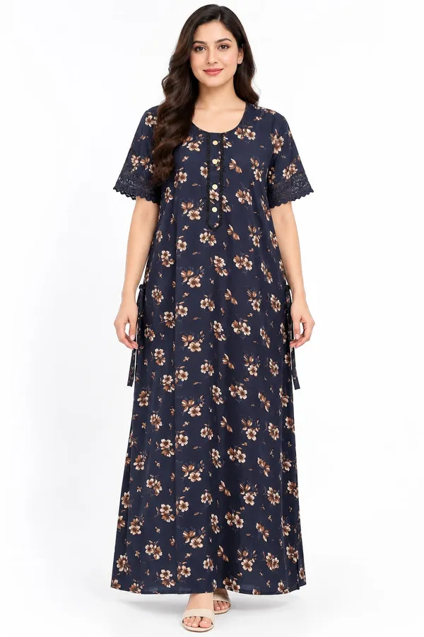 Dark_Indigo_Cotton_Night_Wear_For_Women