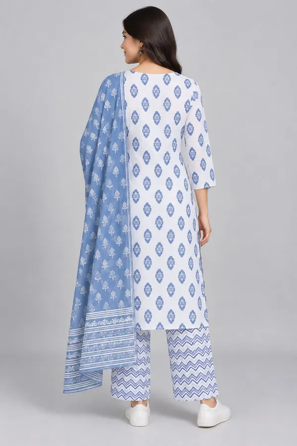 Blue_Cotton_Paisley_Chevron_Print_Straight_Suit_Set_For_Women
