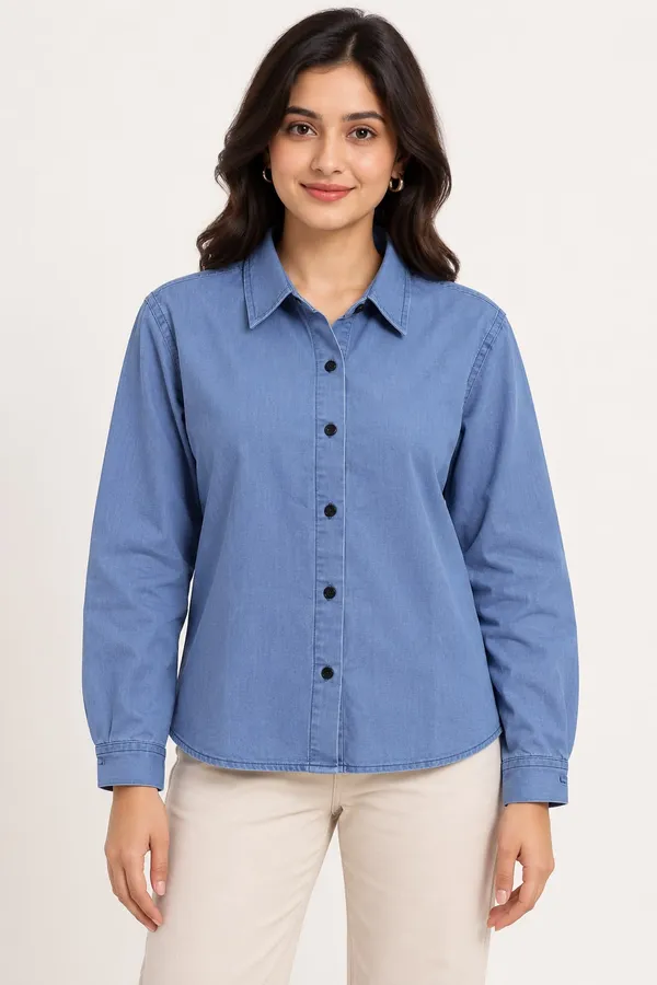 Blue_Cotton_Shirt_For_Women
