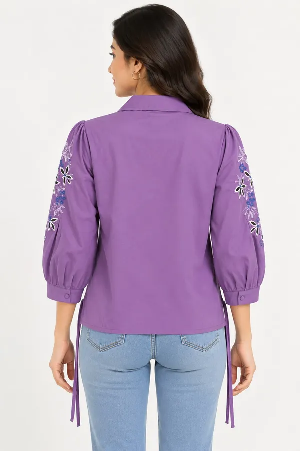Dark_Lavender_Cotton_Shirt_For_Women