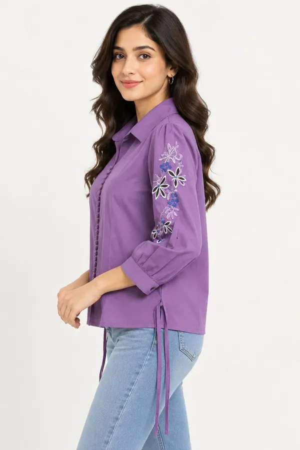 Dark_Lavender_Cotton_Shirt_For_Women