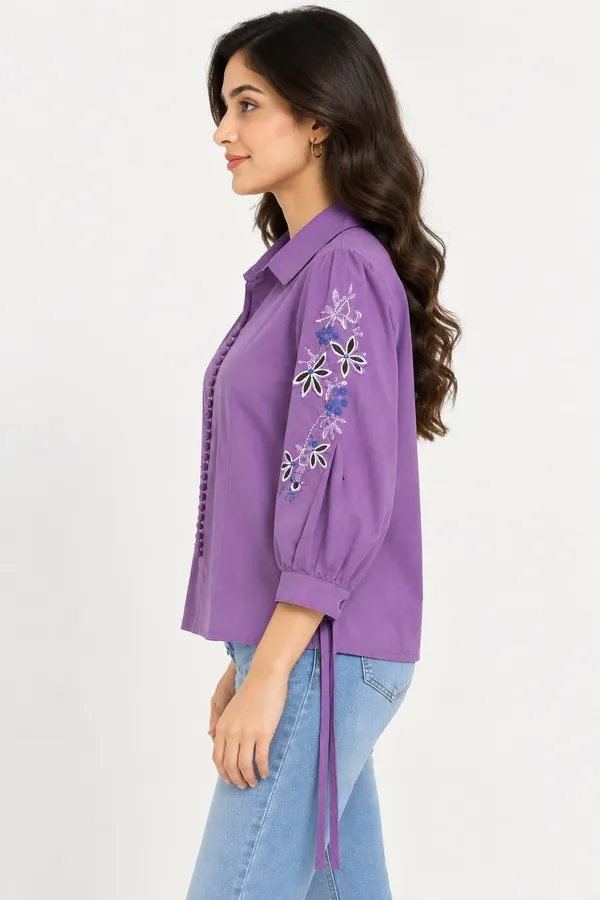Dark_Lavender_Cotton_Shirt_For_Women