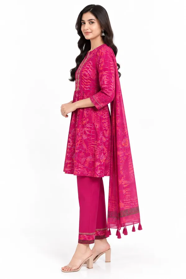 Dark_Pink_Cotton_Abstract_Print_Suit_Set_With_Tasseled_Dupatta