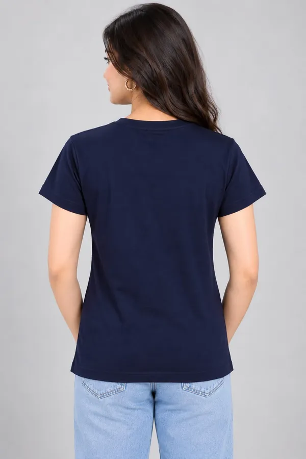 Dark_Blue_Cotton_T-Shirt_For_Women