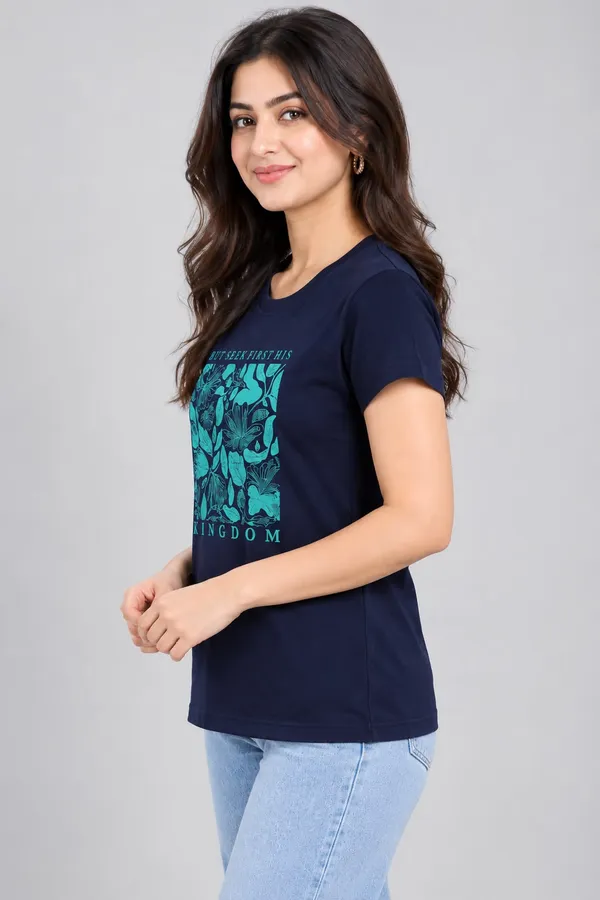 Dark_Blue_Cotton_T-Shirt_For_Women