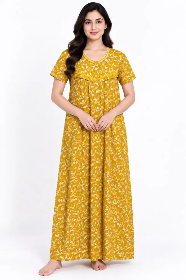 Yellow_Cotton_Night_Wear_For_Women