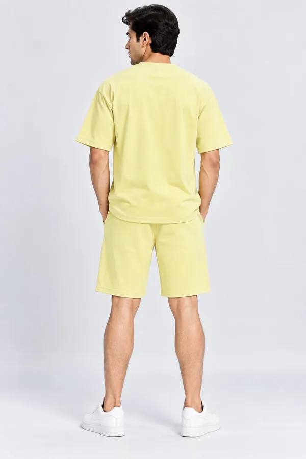 Light_Yellow_Cotton_Graphic_T-Shirt_Shorts_Co-Ord_Set_For_Men