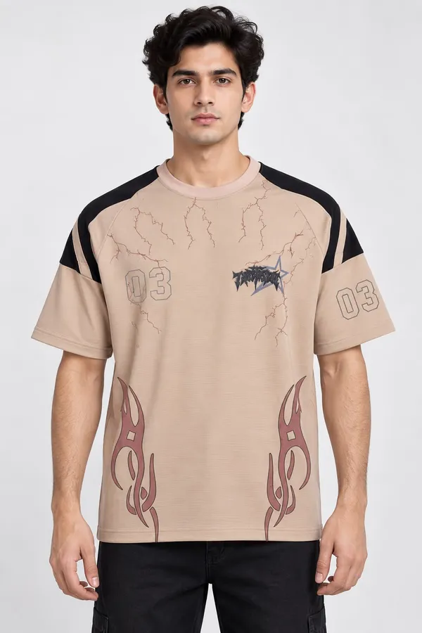 Beige_Cotton_Mesh_Jersey_Graphic_T-Shirt_For_Men