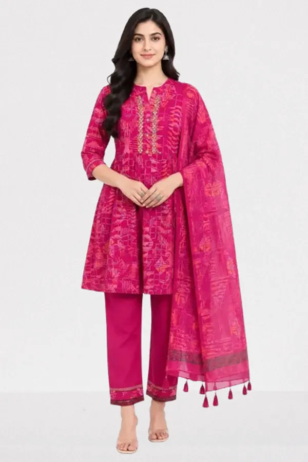 Dark_Pink_Cotton_Abstract_Print_Suit_Set_With_Tasseled_Dupatta