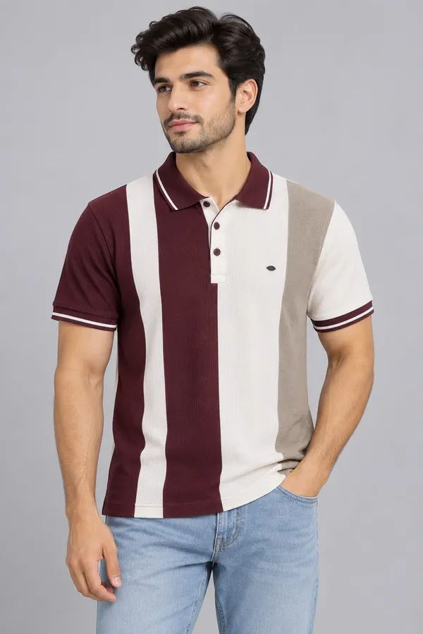 Multicolour_Cotton_Colorblock_Striped_Polo_T-Shirt_For_Men