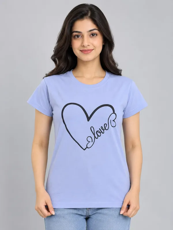 Sky_Blue_Cotton_T-Shirt_For_Women