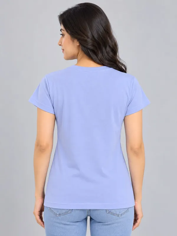 Sky_Blue_Cotton_T-Shirt_For_Women