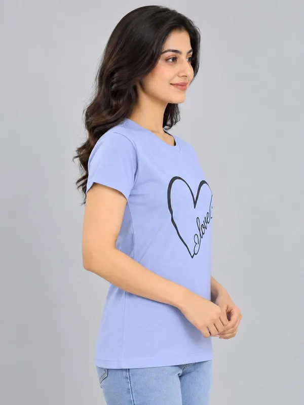 Sky_Blue_Cotton_T-Shirt_For_Women