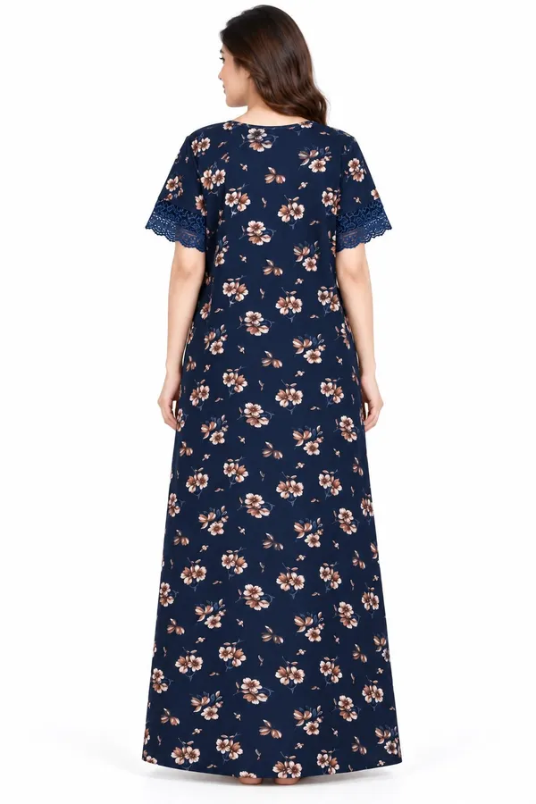 Dark_Blue_Cotton_Night_Wear_For_Women