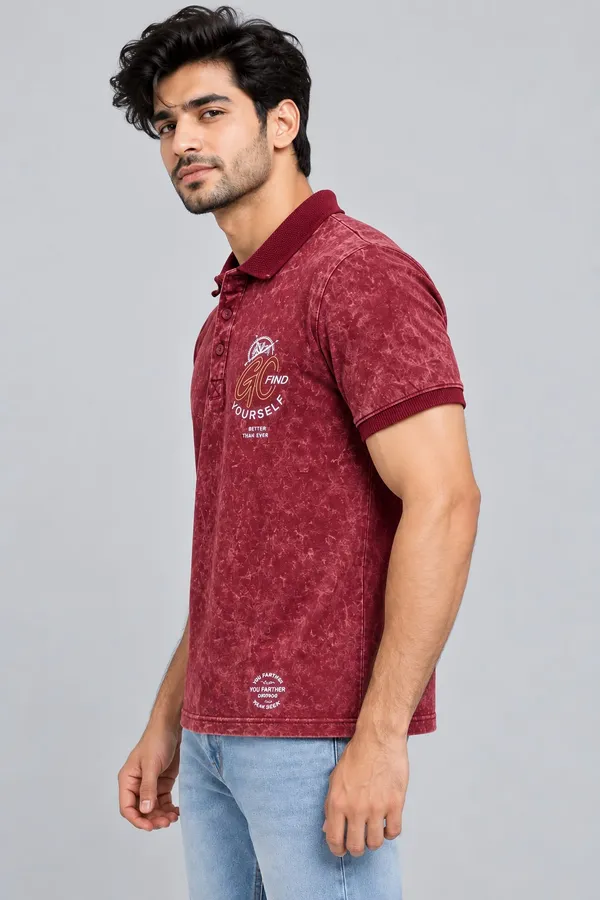 Dark_Red_Cotton_Acid-Wash_Graphic_Polo_T-Shirt_For_Men
