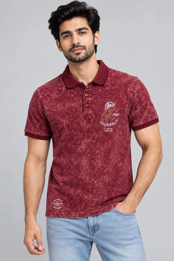Dark_Red_Cotton_Acid-Wash_Graphic_Polo_T-Shirt_For_Men