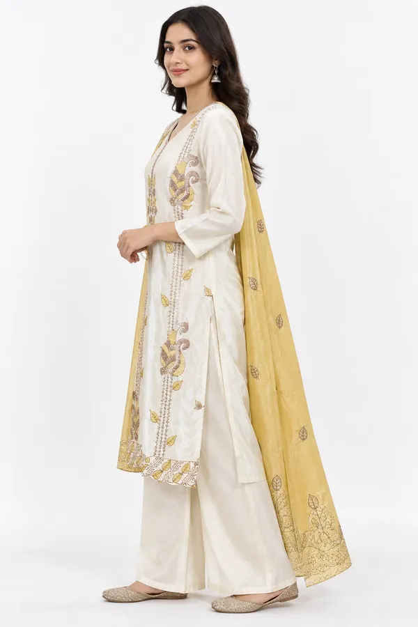 Cream_Shimmer_Straight_Leaf_Vine_Embroidered_Suit_Set_For_Women