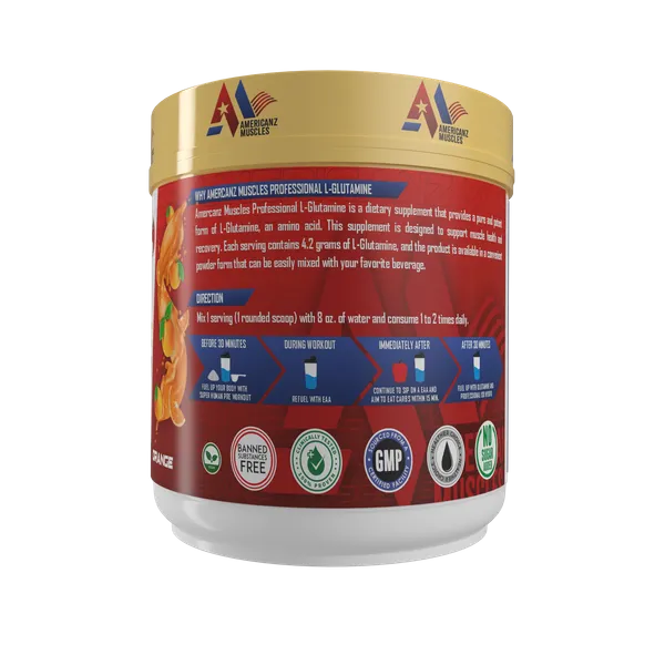 American_Muscles_Professional_L-Glutamine_Orange_Flavour_300_G