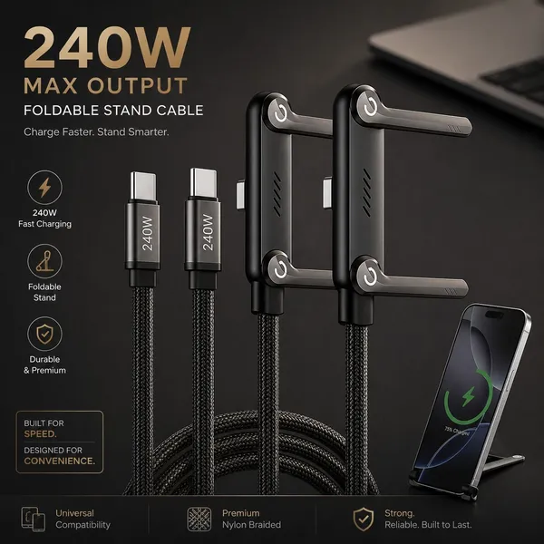 NS_WORLD_Type_C_1_m_240W_Type_C_Fast_Charging_Cable_with_Foldable_Metal_Phone_Stand_|Nylon_Braided|_Pro_(Compatible_with_Apple_&_Android,_Black,_One_Cable,_USB_Type_C_To_USB_Type_C)