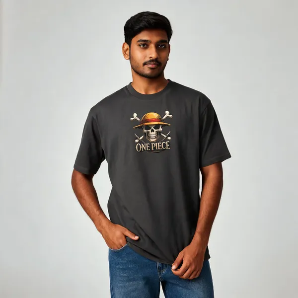 Black_Pure_Cotton_Regular_Fit_One_Piece_Skull_Graphic_T-Shirt_For_Men