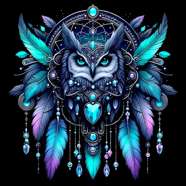 Black_Pure_Cotton_Regular_Fit_Owl_Dreamcatcher_Graphic_T-Shirt_For_Men