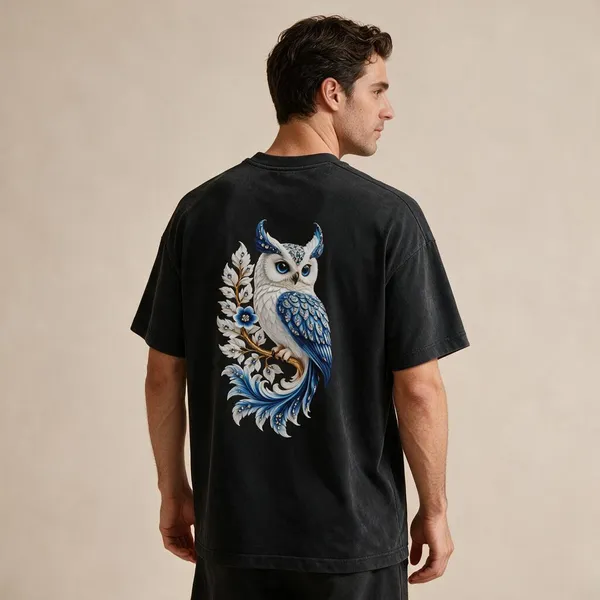Black_Pure_Cotton_Regular_Fit_Owl_Graphic_T-Shirt_For_Men