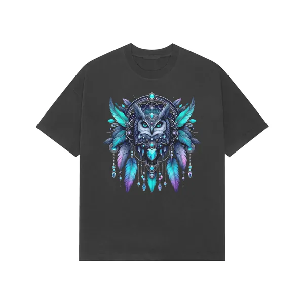 Black_Pure_Cotton_Regular_Fit_Owl_Dreamcatcher_Graphic_T-Shirt_For_Men