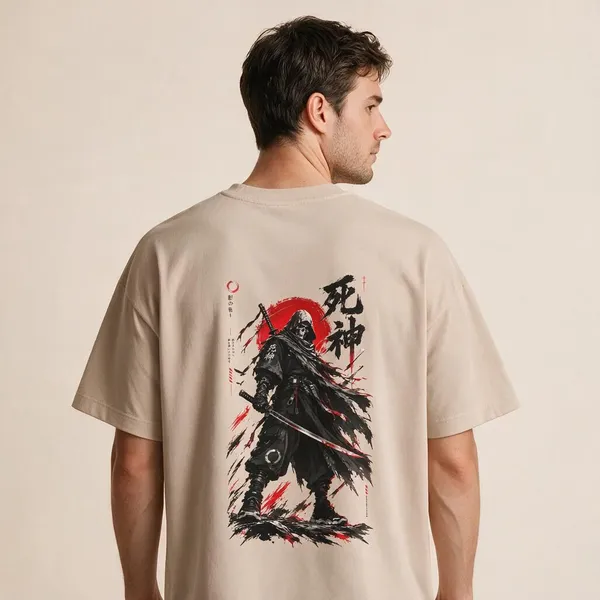 Beige_Pure_Cotton_Regular_Fit_Warrior_Graphic_T-Shirt_For_Men