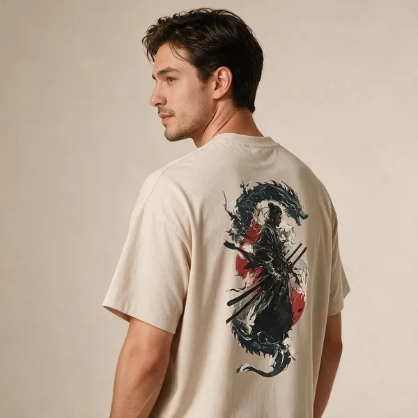 Beige_Pure_Cotton_Regular_Fit_Samurai_Graphic_T-Shirt_For_Men