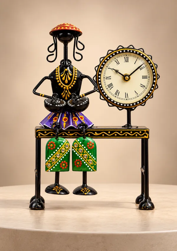 Handpainted_Metal_Tribal_Musician_Table_Clock_|_Traditional_Indian_Folk_Art_Showpiece_|_Multicolour_Home_Décor