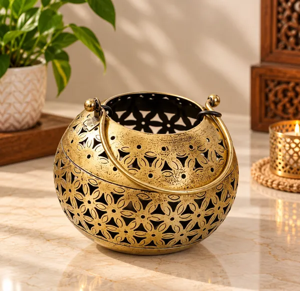 Antique_Gold_Metal_Hanging_Lantern_with_Floral_Cutwork_|_Decorative_Candle_Holder_|_Traditional_Indian_Home_Décor