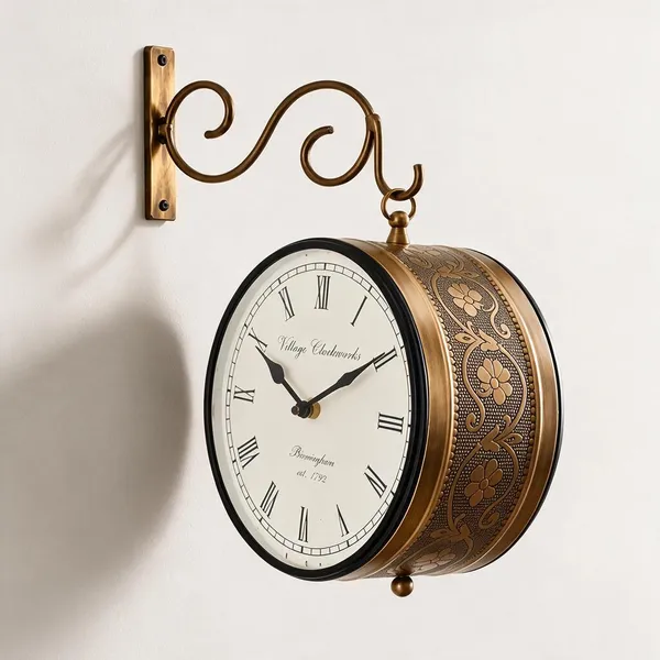 Brown_Metal_Railway_Clock_For_Home_&_Decor
