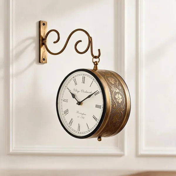 Brown_Metal_Railway_Clock_For_Home_&_Decor