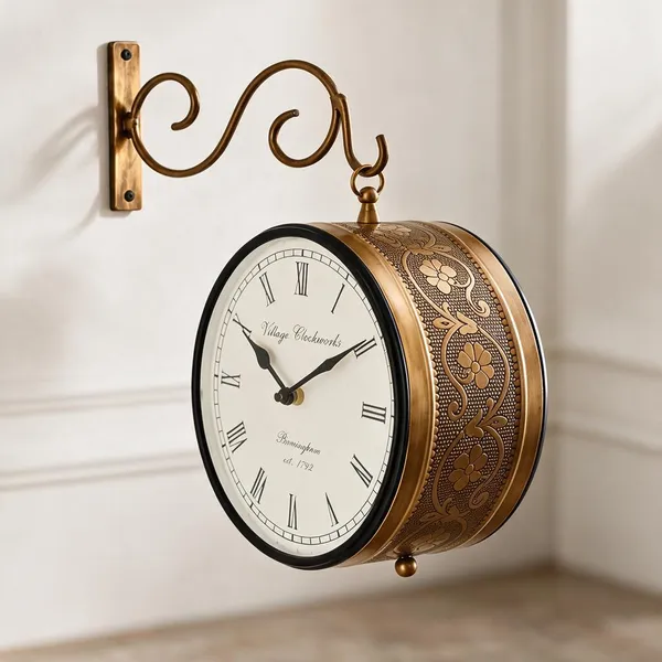 Brown_Metal_Railway_Clock_For_Home_&_Decor